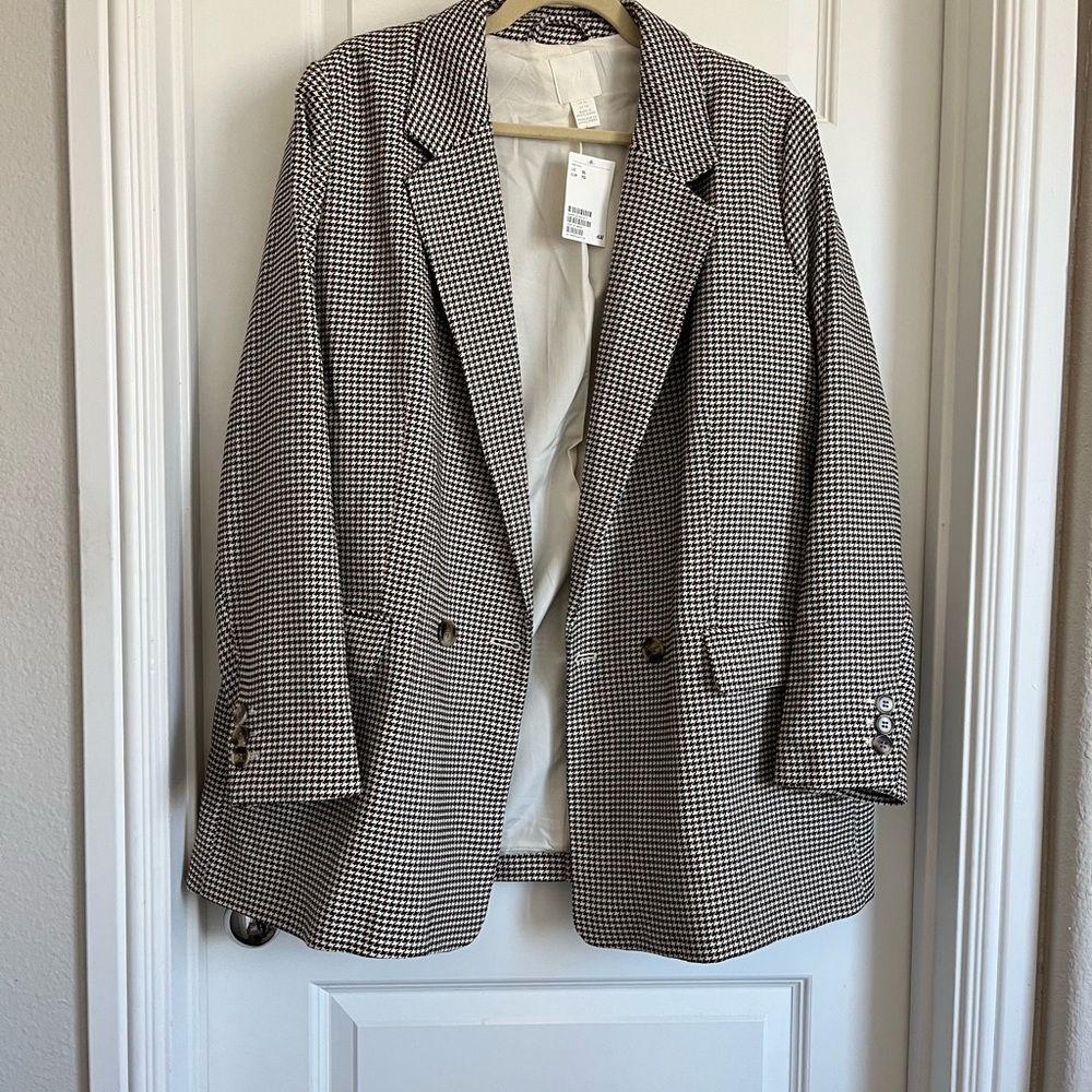 Women’s H&M Oversized Classic Brown/Black/White Houndstooth Blazer